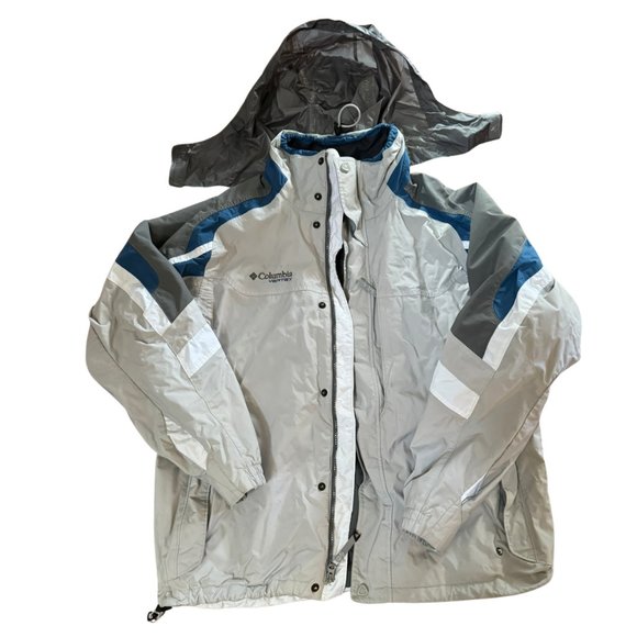 Columbia Silver/Blue/Grey Omnishield Vertex Jacket with Optional Hood - Mens L - Picture 3 of 16